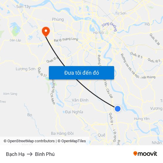 Bạch Hạ to Bình Phú map