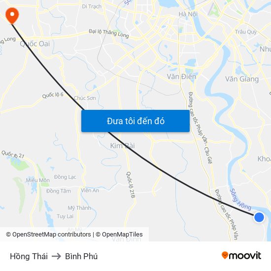 Hồng Thái to Bình Phú map