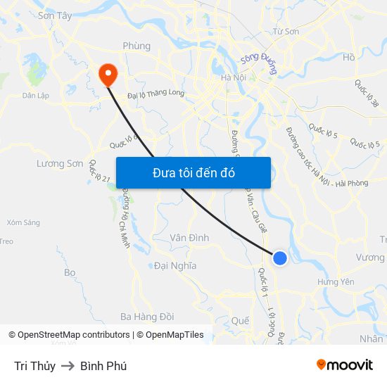 Tri Thủy to Bình Phú map