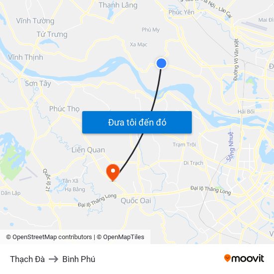 Thạch Đà to Bình Phú map