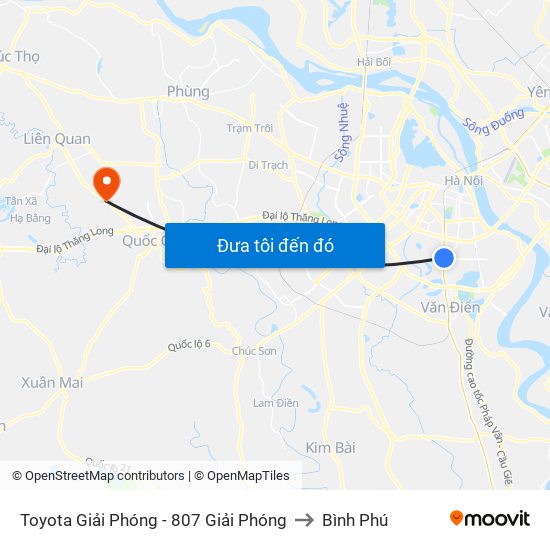 Toyota Giải Phóng - 807 Giải Phóng to Bình Phú map