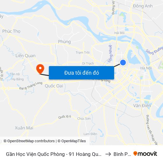 Gần Học Viện Quốc Phòng - 91 Hoàng Quốc Việt to Bình Phú map