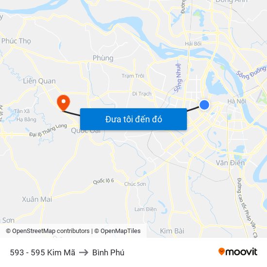 593 - 595 Kim Mã to Bình Phú map