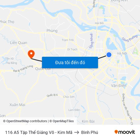 116 A5 Tập Thể Giảng Võ - Kim Mã to Bình Phú map