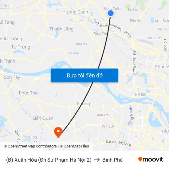(B) Xuân Hòa (Đh Sư Phạm Hà Nội 2) to Bình Phú map