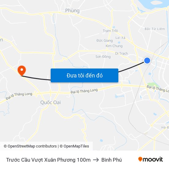 Trước Cầu Vượt Xuân Phương 100m to Bình Phú map