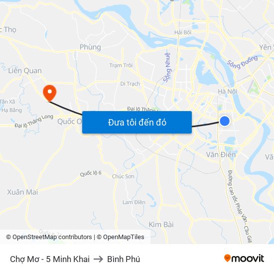 Chợ Mơ - 5 Minh Khai to Bình Phú map