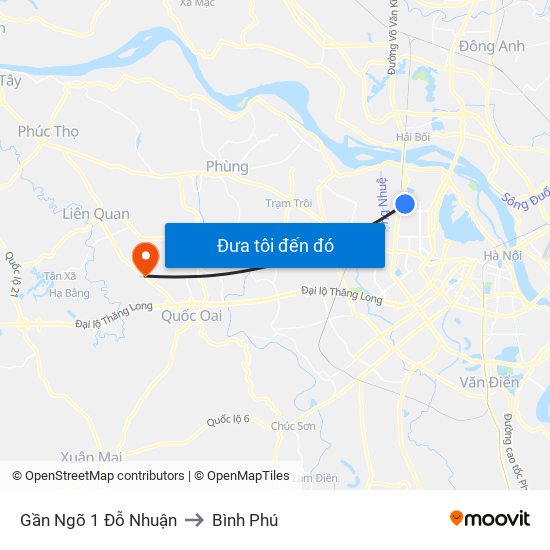 Gần Ngõ 1 Đỗ Nhuận to Bình Phú map