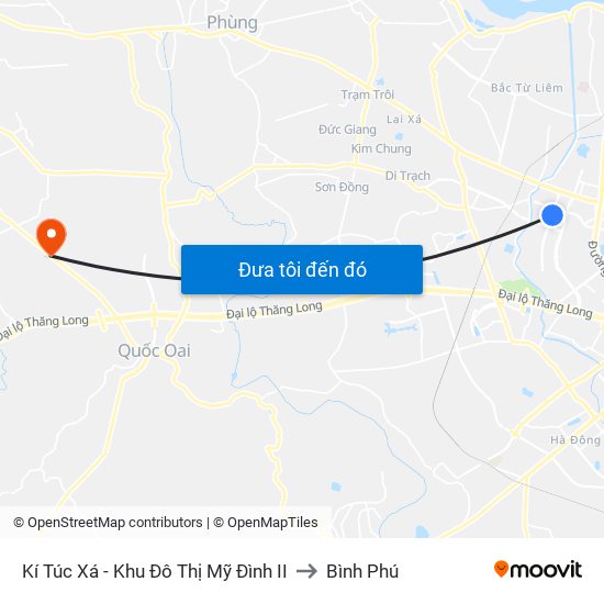 Kí Túc Xá - Khu Đô Thị Mỹ Đình II to Bình Phú map