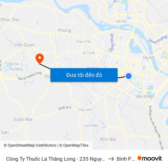 Công Ty Thuốc Lá Thăng Long - 235 Nguyễn Trãi to Bình Phú map
