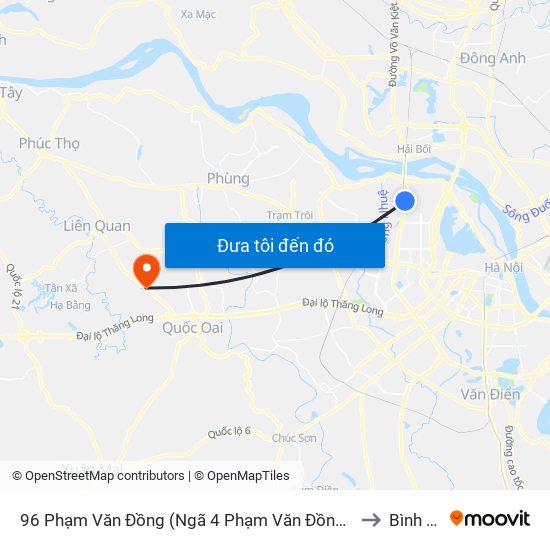 96 Phạm Văn Đồng (Ngã 4 Phạm Văn Đồng - Xuân Đỉnh) to Bình Phú map