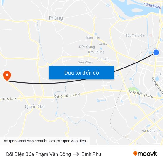 Đối Diện 36a Phạm Văn Đồng to Bình Phú map