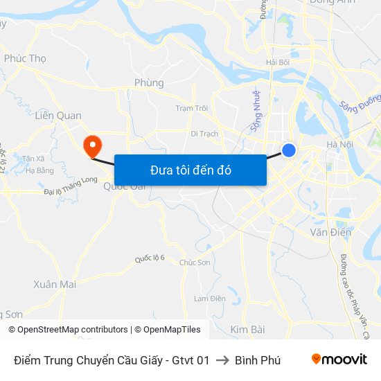 Điểm Trung Chuyển Cầu Giấy - Gtvt 01 to Bình Phú map