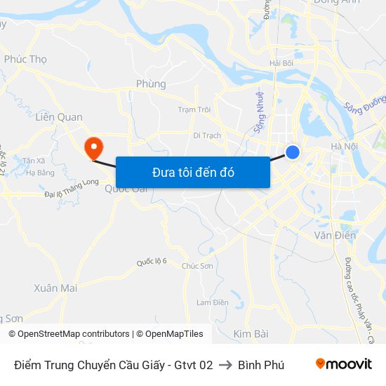 Điểm Trung Chuyển Cầu Giấy - Gtvt 02 to Bình Phú map