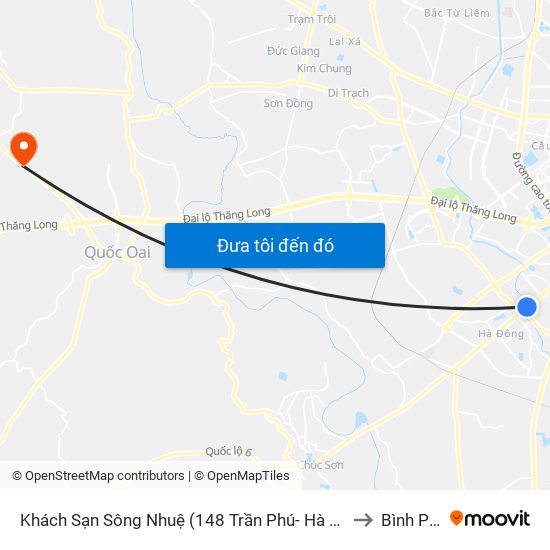 Khách Sạn Sông Nhuệ (148 Trần Phú- Hà Đông) to Bình Phú map