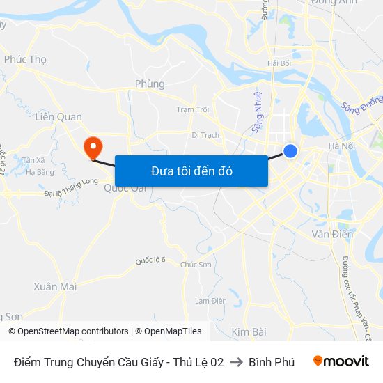 Điểm Trung Chuyển Cầu Giấy - Thủ Lệ 02 to Bình Phú map