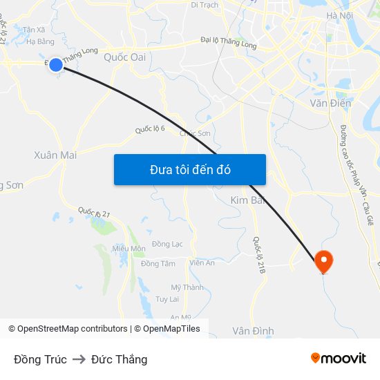 Đồng Trúc to Đức Thắng map