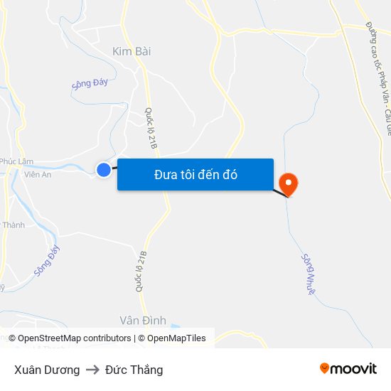 Xuân Dương to Đức Thắng map