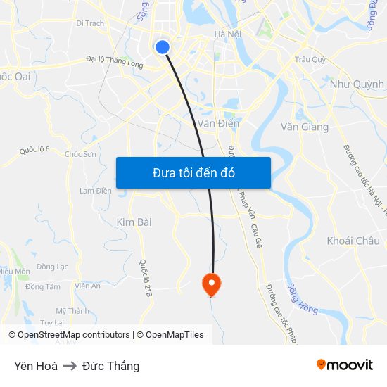 Yên Hoà to Đức Thắng map