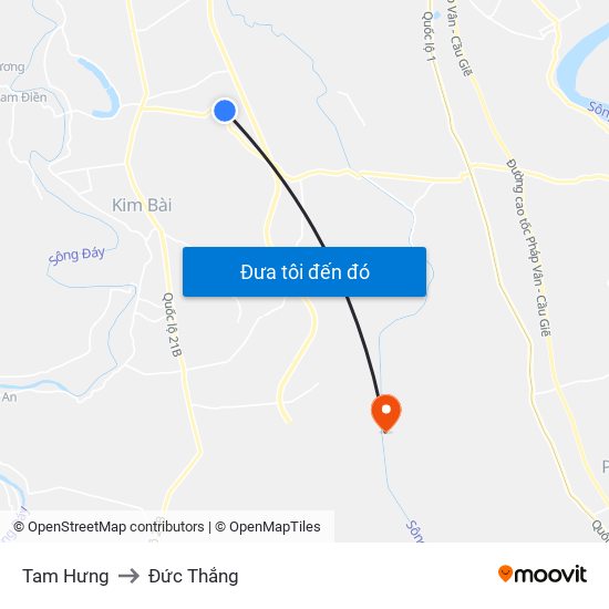 Tam Hưng to Đức Thắng map