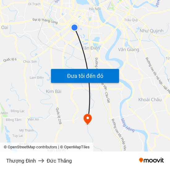 Thượng Đình to Đức Thắng map