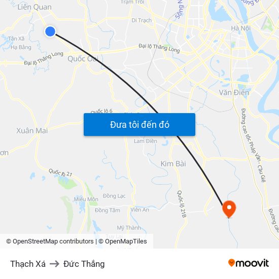 Thạch Xá to Đức Thắng map