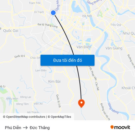 Phú Diễn to Đức Thắng map