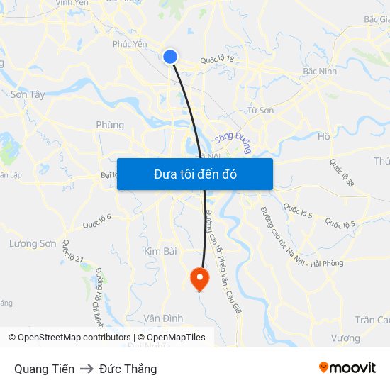 Quang Tiến to Đức Thắng map