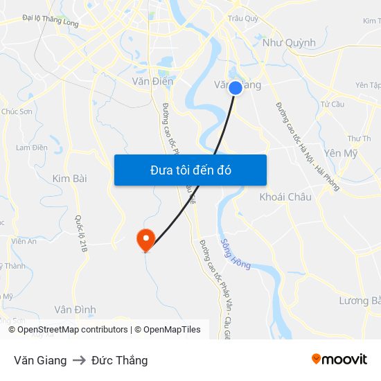 Văn Giang to Đức Thắng map
