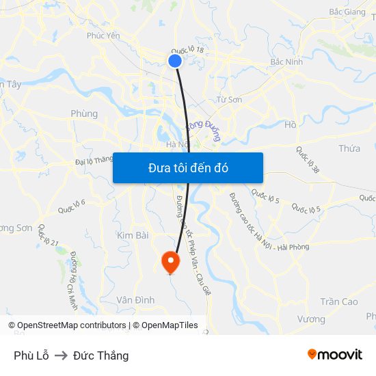 Phù Lỗ to Đức Thắng map