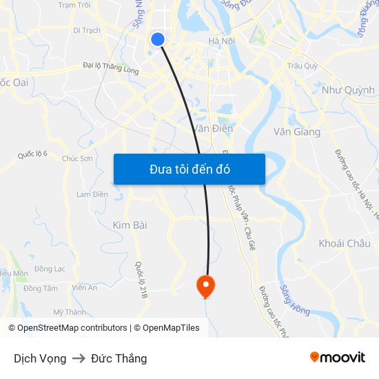 Dịch Vọng to Đức Thắng map