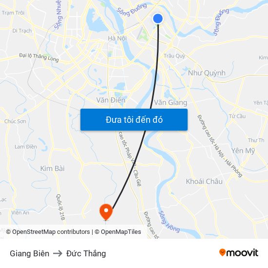 Giang Biên to Đức Thắng map