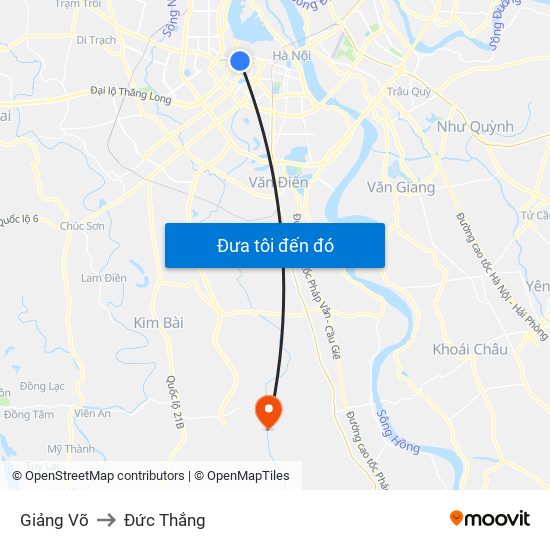 Giảng Võ to Đức Thắng map