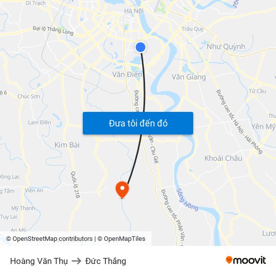 Hoàng Văn Thụ to Đức Thắng map