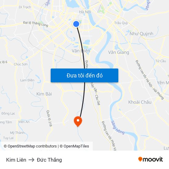 Kim Liên to Đức Thắng map