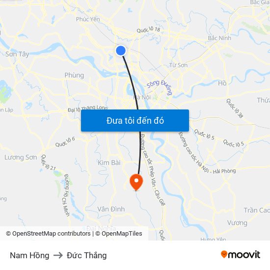 Nam Hồng to Đức Thắng map