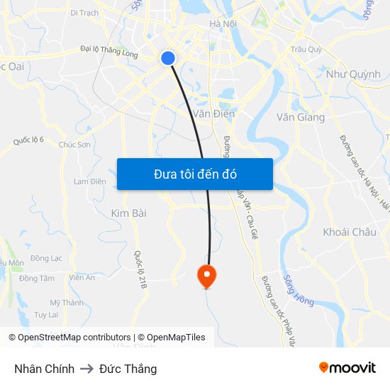 Nhân Chính to Đức Thắng map