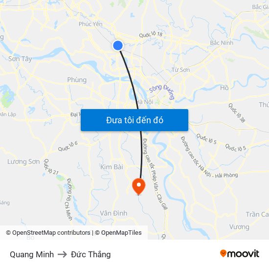 Quang Minh to Đức Thắng map
