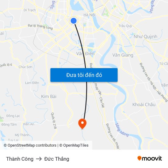 Thành Công to Đức Thắng map