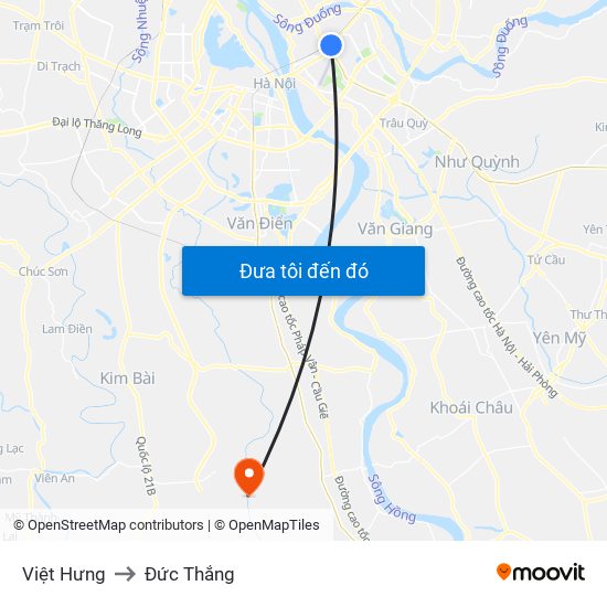 Việt Hưng to Đức Thắng map