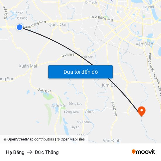 Hạ Bằng to Đức Thắng map