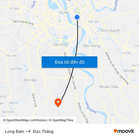 Long Biên to Đức Thắng map