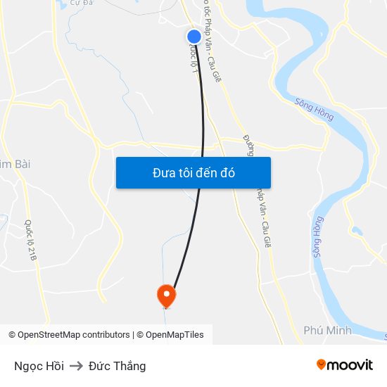 Ngọc Hồi to Đức Thắng map