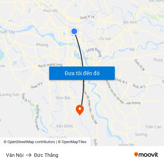 Vân Nội to Đức Thắng map