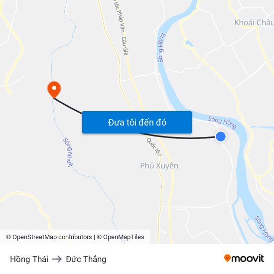 Hồng Thái to Đức Thắng map