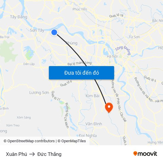 Xuân Phú to Đức Thắng map