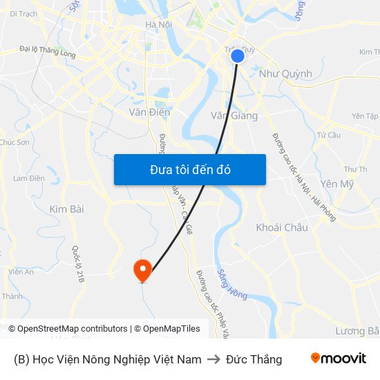 (B) Học Viện Nông Nghiệp Việt Nam to Đức Thắng map