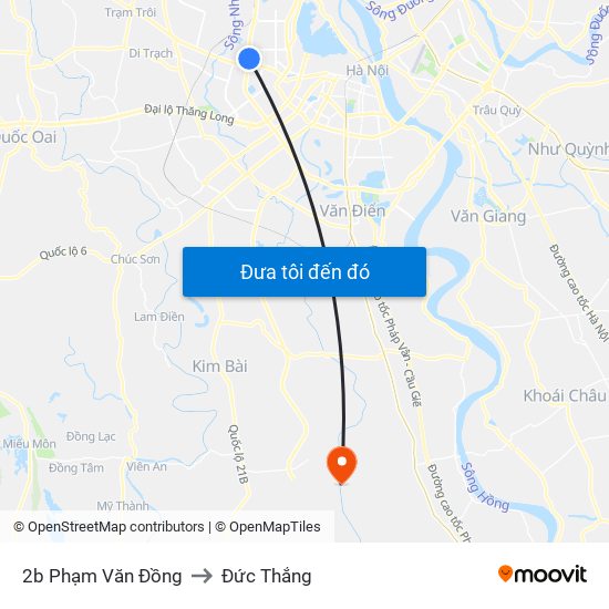 2b Phạm Văn Đồng to Đức Thắng map