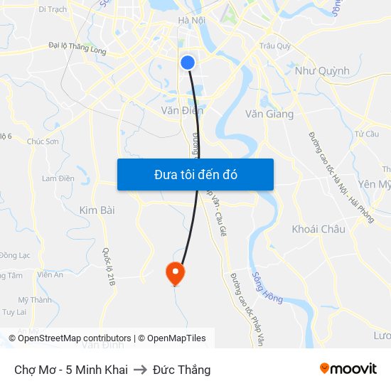 Chợ Mơ - 5 Minh Khai to Đức Thắng map