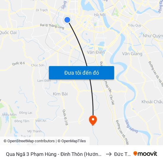 Qua Ngã 3 Phạm Hùng - Đình Thôn (Hướng Đi Phạm Văn Đồng) to Đức Thắng map